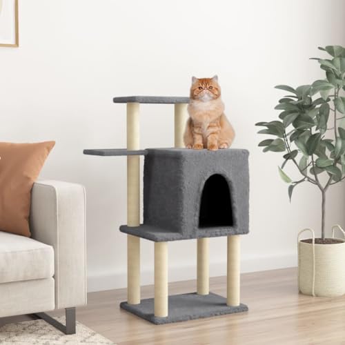 Homgoday Katzenbaum mit Kratzbaum aus Sisal Dunkelgrau 97 cm, Katzenspielzeug, Katzenspielzeug, Kratzbaum für Katzen, Kratzbaum Homgoday Katzenbaum mit Kratzbaum aus Sisal Dunkelgrau 97 cm, Katzenspielzeug, Katzenspielzeug, Kratzbaum für Katzen, Kratzbaum von Homgoday