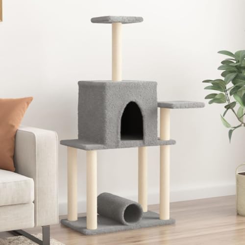 Homgoday Katzenbaum mit Kratzbaum aus Sisal hellgrau 122 cm, Katzenmöbel Spiel, Katzenspielzeug, Kratzbaum für Katzen, Kratzbaum Model172089 Homgoday Katzenbaum mit Kratzbaum aus Sisal hellgrau 122 cm, Katzenmöbel Spiel, Katzenspielzeug, Kratzbaum für Katzen, Kratzbaum Model172089 von Homgoday