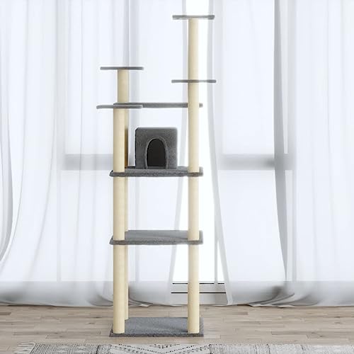 Homgoday Katzenbaum mit Kratzbaum aus Sisal hellgrau 171 cm, Katzenmöbel Spiel, Katzenspielzeug, Kratzbaum für Katzen, Kratzbaum Homgoday Katzenbaum mit Kratzbaum aus Sisal hellgrau 171 cm, Katzenmöbel Spiel, Katzenspielzeug, Kratzbaum für Katzen, Kratzbaum von Homgoday