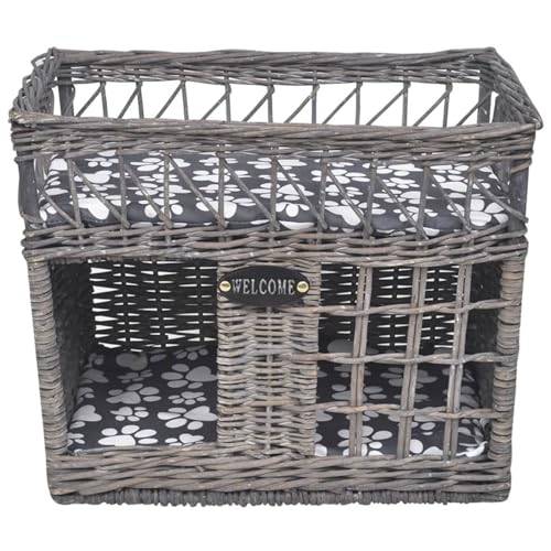 Homgoday Katzenbett Weiden Design - Gemütlich & Robust, Mit Polsterkissen, 46x32x36 cm Model170225 von Homgoday