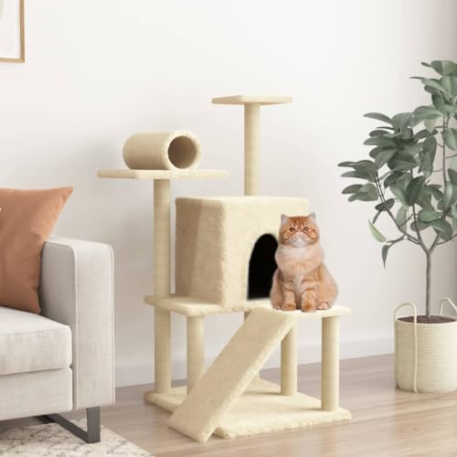 Homgoday Katzenspielzeug, Katzenbaum mit Kratzbaum aus Sisal, Creme, 110,5 cm, Katzenspielzeug, Katzenspielzeug, Kratzbaum für Katzen, Kratzbaum Homgoday Katzenspielzeug, Katzenbaum mit Kratzbaum aus Sisal, Creme, 110,5 cm, Katzenspielzeug, Katzenspielzeug, Kratzbaum für Katzen, Kratzbaum von Homgoday