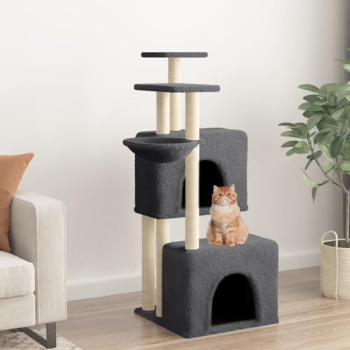Homgoday Katzenspielzeug, Katzenbaum mit Kratzbaum aus Sisal, dunkelgrau, 122 cm, Katzenspielzeug, Katzenspielzeug, Kratzbaum für Katzen, Kratzbaum l Homgoday Katzenspielzeug, Katzenbaum mit Kratzbaum aus Sisal, dunkelgrau, 122 cm, Katzenspielzeug, Katzenspielzeug, Kratzbaum für Katzen, Kratzbaum l von Homgoday