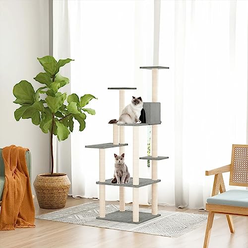 Homgoday Katzenspielzeug, Katzenbaum mit Kratzbaum aus Sisal hellgrau 153 cm, Katzenspielzeug, Katzenspielzeug, Kratzbaum für Katzen, Kratzbaum Model171637 Homgoday Katzenspielzeug, Katzenbaum mit Kratzbaum aus Sisal hellgrau 153 cm, Katzenspielzeug, Katzenspielzeug, Kratzbaum für Katzen, Kratzbaum Model171637 von Homgoday