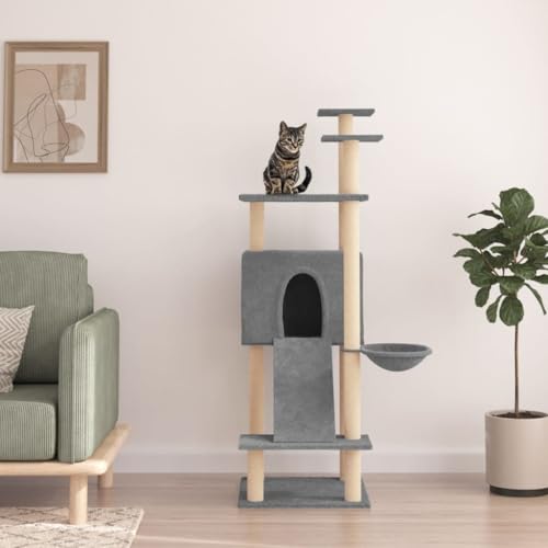 Homgoday Katzenspielzeug, Katzenbaum mit Kratzbaum aus Sisal hellgrau 153 cm, Katzenspielzeug, Katzenspielzeug, Kratzbaum für Katzen, Kratzbaum Model171751 Homgoday Katzenspielzeug, Katzenbaum mit Kratzbaum aus Sisal hellgrau 153 cm, Katzenspielzeug, Katzenspielzeug, Kratzbaum für Katzen, Kratzbaum Model171751 von Homgoday