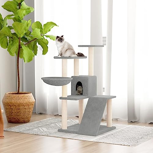 Homgoday Kratzbaum für Katzen, mit Sisalstämmen, hellgrau, 94 cm, Kratzbaum für Katzen, Katzenbaum, Spielhaus für Haustiere, Möbel für Katzen Homgoday Kratzbaum für Katzen, mit Sisalstämmen, hellgrau, 94 cm, Kratzbaum für Katzen, Katzenbaum, Spielhaus für Haustiere, Möbel für Katzen von Homgoday