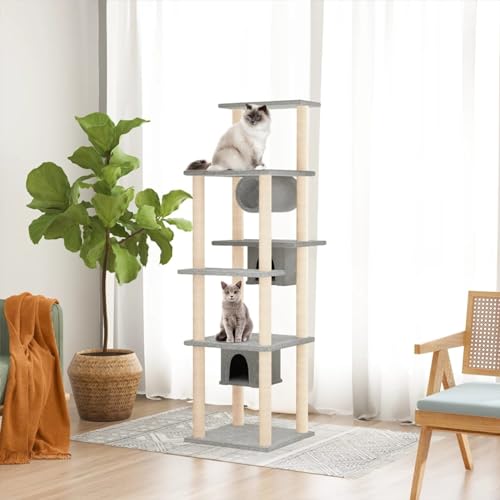 Homgoday Kratzbaum für Katzen mit Sisalstämmen, Hellgrau, 169 cm, Kratzbaum für Katzen, Katzenturm, Katzenbaum, Spielhaus für Haustiere, Möbel für Katzen, Haustiere, Tiere Homgoday Kratzbaum für Katzen mit Sisalstämmen, Hellgrau, 169 cm, Kratzbaum für Katzen, Katzenturm, Katzenbaum, Spielhaus für Haustiere, Möbel für Katzen, Haustiere, Tiere von Homgoday