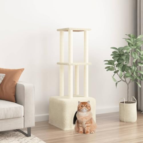 Homgoday Kratzbaum für Katzen mit Sisalstämmen, cremefarben, 133,5 cm, Kratzbaum für Katzen, Katzenturm, Spielhaus für Haustiere Homgoday Kratzbaum für Katzen mit Sisalstämmen, cremefarben, 133,5 cm, Kratzbaum für Katzen, Katzenturm, Spielhaus für Haustiere von Homgoday