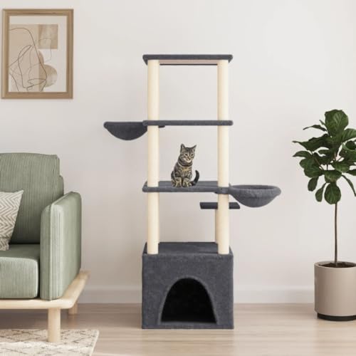 Homgoday Kratzbaum für Katzen mit Sisalstämmen, dunkelgrau, 147 cm, Kratzbaum für Katzen, Katzenbaum, Haus für Haustiere, Möbel für Katzen, Haustiere, Tiere Homgoday Kratzbaum für Katzen mit Sisalstämmen, dunkelgrau, 147 cm, Kratzbaum für Katzen, Katzenbaum, Haus für Haustiere, Möbel für Katzen, Haustiere, Tiere von Homgoday