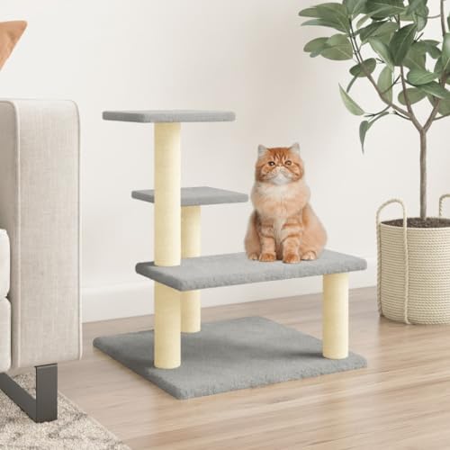 Homgoday Kratzbaum für Katzen mit Sisalstämmen, hellgrau, 61 cm, Kratzbaum für Katzen, Katzenbaum, Spielhaus für Haustiere Homgoday Kratzbaum für Katzen mit Sisalstämmen, hellgrau, 61 cm, Kratzbaum für Katzen, Katzenbaum, Spielhaus für Haustiere von Homgoday