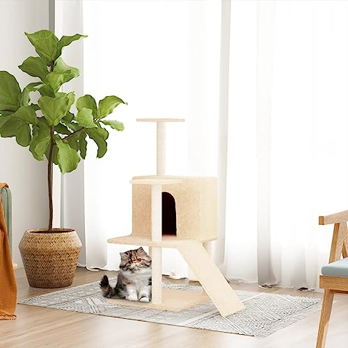 Homgoday Kratzbaum für Katzen mit Sisalstämmen Creme 109 cm, Kratzbaum für Katzen, Katzenturm, Katzenbaum, Spielhaus für Haustiere Homgoday Kratzbaum für Katzen mit Sisalstämmen Creme 109 cm, Kratzbaum für Katzen, Katzenturm, Katzenbaum, Spielhaus für Haustiere von Homgoday
