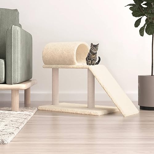 Homgoday Kratzbaum für Katzen mit Tunnel und Leiter, cremefarben, 55,5 cm, Kratzbaum für Katzen, Katzenturm, Spielhaus für Haustiere Homgoday Kratzbaum für Katzen mit Tunnel und Leiter, cremefarben, 55,5 cm, Kratzbaum für Katzen, Katzenturm, Spielhaus für Haustiere von Homgoday