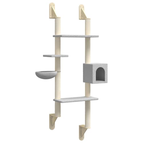 Homgoday Kratzbaum mit Kratzs?ULE Wandmontage Hellgrau 180 cm Kratzst?mmen Model172402 von Homgoday