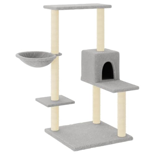 Homgoday Kratzbaum mit Sisal-Kratzs?ulen Hellgrau 95 cm Kratzst?mmen Model172074 von Homgoday
