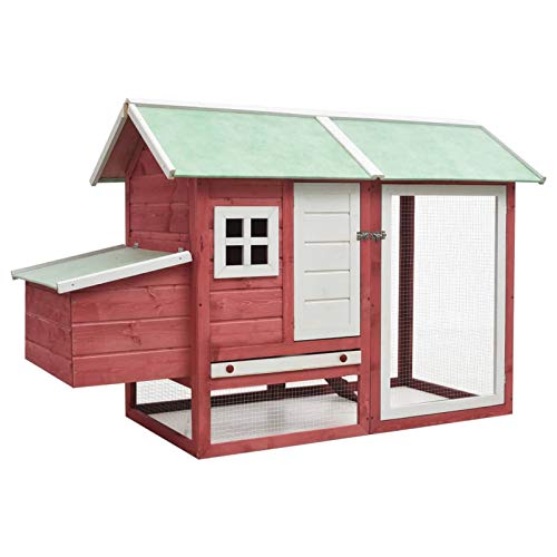 Homgoday Mobiler Hühnerstall, rot, 170 x 81 x 110 cm, aus massivem Kiefern- und Fichtenholz, Tierkäfig, Käfig für Hühner, Kaninchen, Dekoration für Möbel Homgoday Mobiler Hühnerstall, rot, 170 x 81 x 110 cm, aus massivem Kiefern- und Fichtenholz, Tierkäfig, Käfig für Hühner, Kaninchen, Dekoration für Möbel von Homgoday