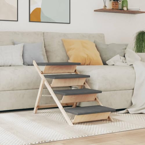 Homgoday Möbel Hundetreppe Grau 105 x 47 cm aus massivem Fichtenholz, Homgoday Möbel Hundetreppe Grau 105 x 47 cm aus massivem Fichtenholz, von Homgoday