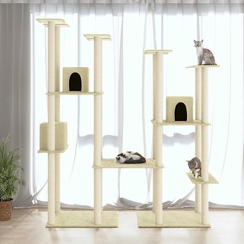 Homgoday Möbel Katzenbaum mit Kratzbaum aus Sisal Creme 174 cm, Katzenspielzeug, Katzenspielzeug, Kratzbaum für Katzen, Kratzbaum Homgoday Möbel Katzenbaum mit Kratzbaum aus Sisal Creme 174 cm, Katzenspielzeug, Katzenspielzeug, Kratzbaum für Katzen, Kratzbaum von Homgoday