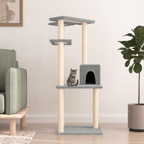 Homgoday Möbel für Katzen mit Kratzbaum aus Sisal Hellgrau 123 cm, Katzenspielzeug, Katzenspielzeug, Kratzbaum für Katzen, Kratzbaum Homgoday Möbel für Katzen mit Kratzbaum aus Sisal Hellgrau 123 cm, Katzenspielzeug, Katzenspielzeug, Kratzbaum für Katzen, Kratzbaum von Homgoday