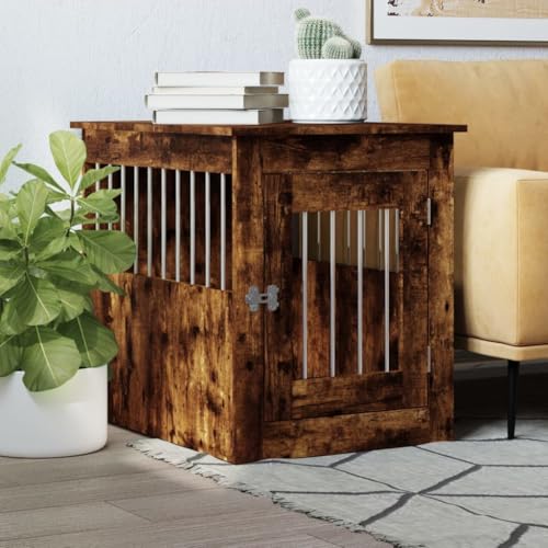 Homgoday Möbelkäfig für Hunde, aus Rauch-Eiche, 55 x 75 x 65 cm, mehrschichtig, Dekoration für Möbel, für Innen- und Außenbereiche, für Wohnzimmer und Büro Homgoday Möbelkäfig für Hunde, aus Rauch-Eiche, 55 x 75 x 65 cm, mehrschichtig, Dekoration für Möbel, für Innen- und Außenbereiche, für Wohnzimmer und Büro von Homgoday