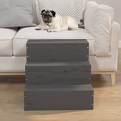 Homgoday Möbeltreppe für Haustiere, grau, 40 x 37,5 x 35 cm, aus Kiefernholz, Dekoration für Möbel, für den Innen- und Außenbereich für Wohnzimmer, Büro Homgoday Möbeltreppe für Haustiere, grau, 40 x 37,5 x 35 cm, aus Kiefernholz, Dekoration für Möbel, für den Innen- und Außenbereich für Wohnzimmer, Büro von Homgoday