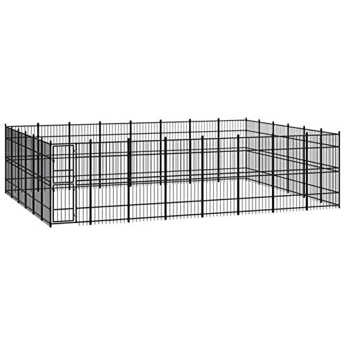 Homgoday Outdoor Hundehütte Stahl 44,24m², Hundehütte Welpenlaufstall, Garten Laufstall Zaun Kistengehege Käfig, Laufstall geeignet für Hunde, Welpen, Katzen & Kaninchen, Tiere & Haustierbedarf von Homgoday