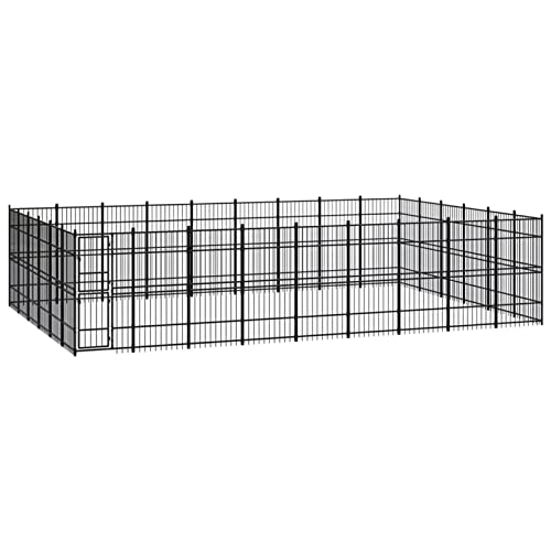 Homgoday Outdoor Hundehütte Stahl 49,77m², Hundehütte Welpenlaufstall, Garten Laufstall Zaun Kistengehege Käfig, Laufstall geeignet für Hunde, Welpen, Katzen & Kaninchen, Tiere & Haustierbedarf von Homgoday
