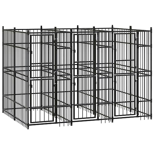 Homgoday Outdoor Hundehütte Stahl 5,53m², Hundehütte Welpenlaufstall, Garten Laufstall Zaun Kistengehege Käfig, Laufstall geeignet für Hunde, Welpen, Katzen & Kaninchen 1177 Tiere & Haustierbedarf von Homgoday