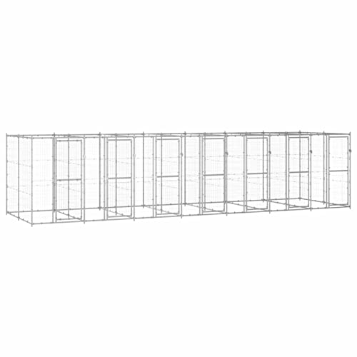 Homgoday Outdoor Hundehütte Verzinkter Stahl 16,94m², Hundehütte Welpenlaufstall, Garten Laufstall Zaun Kistengehege Käfig Laufstall Geeignet für Hunde, Welpen, Kaninchen & Katzen, Tiere & von Homgoday