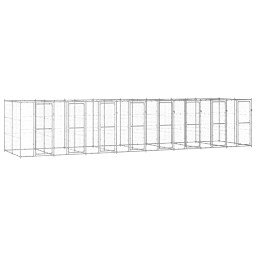 Homgoday Outdoor Hundehütte Verzinkter Stahl 19,36m², Hundehütte Welpenlaufstall, Garten Laufstall Zaun Kistengehege Käfig Laufstall Geeignet für Hunde, Welpen, Katzen & Kaninchen, Tiere & von Homgoday
