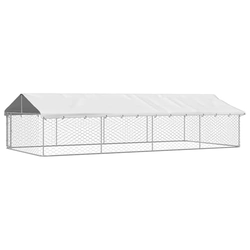 Homgoday Outdoor-Hundezwinger Sicherheit & Komfort | Verzinkter Stahl | 600x300x150 cm | Mit Dach & Riegelsystem Model171502 von Homgoday