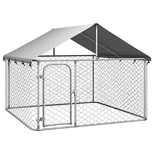 Homgoday Outdoor-Käfig für Hunde mit Dach 200 x 200 x 150 cm, Tierkäfig für Hühner, Hühner, Kaninchen Homgoday Outdoor-Käfig für Hunde mit Dach 200 x 200 x 150 cm, Tierkäfig für Hühner, Hühner, Kaninchen von Homgoday