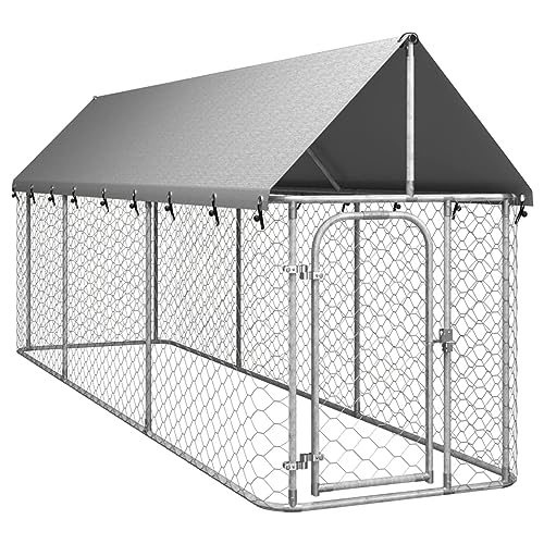 Homgoday Outdoor-Käfig für Hunde mit Dach 400 x 100 x 150 cm, Tierkäfig für Hühner, Hühner, Kaninchen von Homgoday