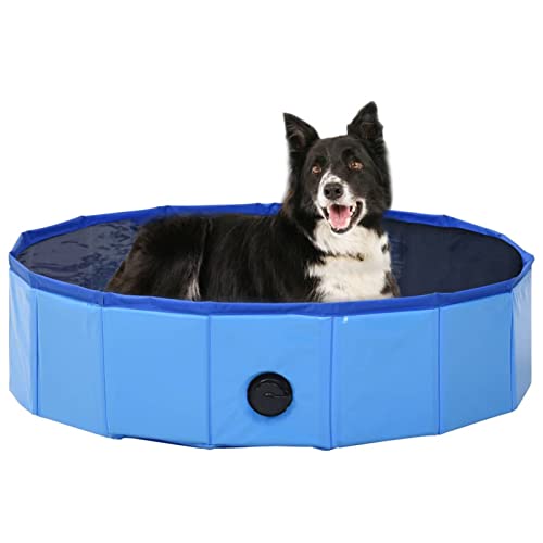 Homgoday Planschbecken für Hunde, faltbar, blau, 80 x 20 cm, aus PVC, Möbel für Haus, Innen- und Außenbereich, Wohnzimmer, Schlafzimmer von Homgoday