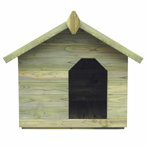 Homgoday Rustikale Holzhundehütte, wasserfest, mit Teerpapierdach, Grün, 85x103x77 cm Model45150 von Homgoday
