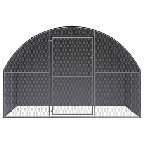 Homgoday Stabiler Hühnerkäfig aus verzinktem Stahl mit PE-Dach, 3x2x2m, Silber/Silbergrau, Montage erforderlich Model3095472 von Homgoday