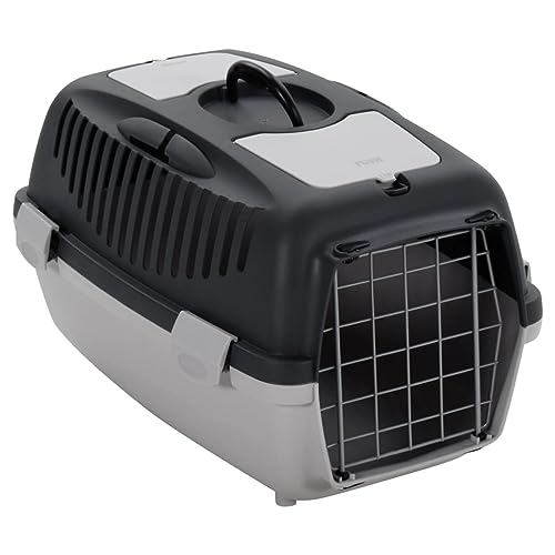 Homgoday Transportbox für Haustiere Grau und Schwarz 55 x 36 x 35 cm PP, Möbel für Haus Innen Außen Wohnzimmer Schlafzimmer Homgoday Transportbox für Haustiere Grau und Schwarz 55 x 36 x 35 cm PP, Möbel für Haus Innen Außen Wohnzimmer Schlafzimmer von Homgoday