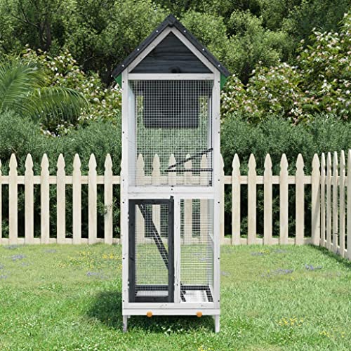 Homgoday Vogelhaus aus massivem Kiefernholz, Grau, 60 x 58,5 x 160 cm, Füße und Käfige für Vögel, Produkt für Haustiere und Tiere Homgoday Vogelhaus aus massivem Kiefernholz, Grau, 60 x 58,5 x 160 cm, Füße und Käfige für Vögel, Produkt für Haustiere und Tiere von Homgoday