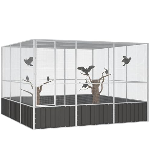 Homgoday Vogelk?fig Anthrazit 302,5x324,5x211,5 cm Verzinkter Stahl Vogelhaus Model171550 von Homgoday