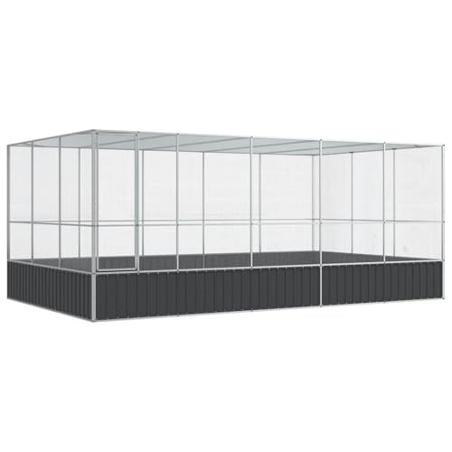 Homgoday Voliere mit Erweiterung Silbern 518x307x212 cm Stahl Vogelhaus Model3214277 von Homgoday