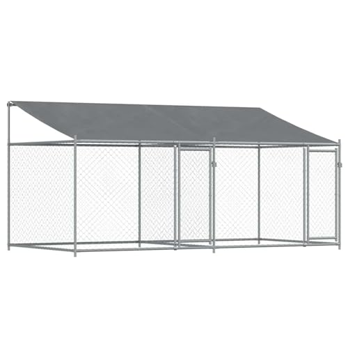 Homgoday Zwinger für Hunde aus verzinktem Stahl, 4x2x2m, mit Maschendraht, Metalldach, Montage erforderlich - Hundezwinger Model3209563 von Homgoday