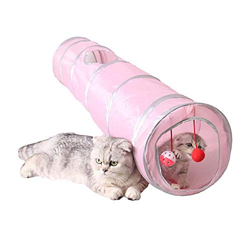 Homieco Collapsible Cat Tunnel knistern Papier Spielzeug mit einem weichen Ball für Katze, Welpe, Kitty, Kätzchen, Kaninchen, Pink von Homieco