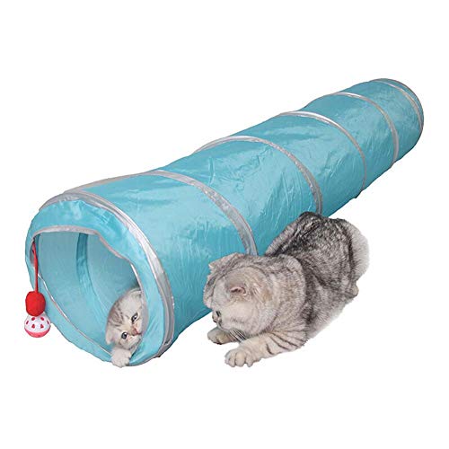 Homieco Collapsible Cat Tunnel knistern Papier Spielzeug mit einem weichen Ball für Katze, Welpe, Kitty, Kätzchen, Kaninchen, blau von Homieco
