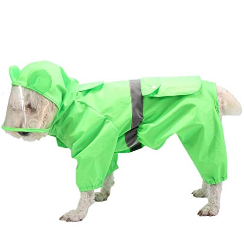 Homieco Hunderegenmantel mit Kapuze, Hundemantel Wasserdicht mit sicheren reflektierenden Streifen, Hoodie Hund Regenmantel, Ultraleichte Atmungsaktive 100% wasserdichte Regenjacke von Homieco