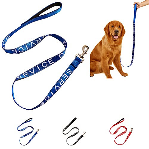 【3 Farben】 Service-Hundeleine aus Nylon, mit gepolstertem Neopren-Griff, bestickt, für Hundegeschirr, Hundewesten, Hundehalsbänder, 120 cm Länge x 2,5 cm Breite, Blau von Homiego