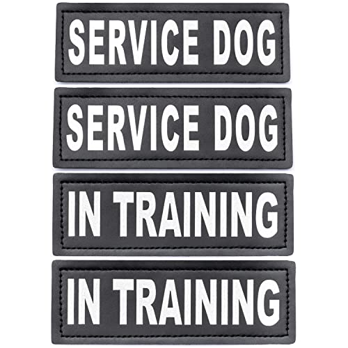 Homiego 4 Stück Leuchtende Dienst-Hunde-Patches in Training Klettverschluss, reflektierend, leuchtet in der Dunkelheit, Militär-Abzeichen für Hundegeschirr, Weste (Größe: 15,2 x 5,1 cm) von Homiego