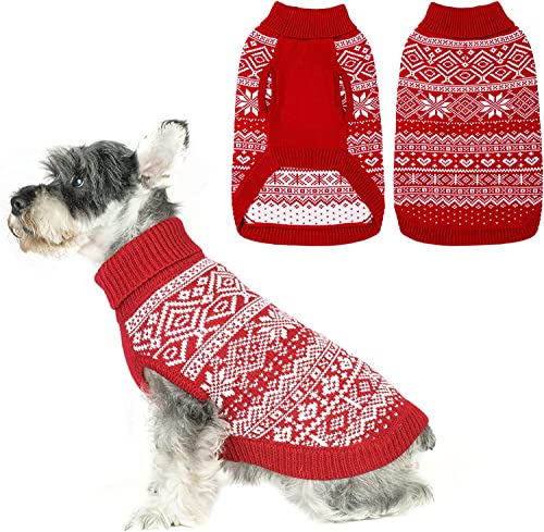 Hundepullover Argyle – warmer Winterpullover für Welpen, weich, Gr. S, Rot von Homimp