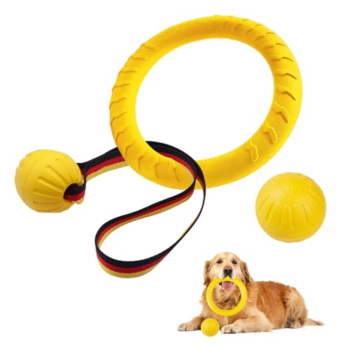 Homly Ein Set von Hundespielzeugen mit fliegenden Ringen, handgehaltenen Bällen und soliden Bällen. Langlebiges, schwimmendes Kauspielzeug für den Außenbereich, geeignet für kleine bis mittelgroße von Homly