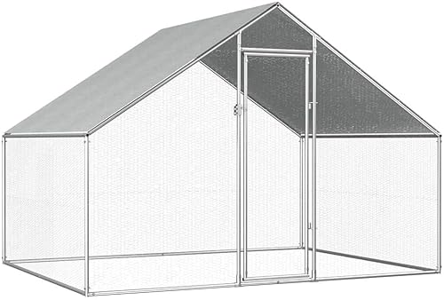 Hommdiy Outdoor-Hühnerkäfig 2,75x2x1,92 m Verzinkter Stahl Kleintierstall Freilauf Vogelkäfig von Hommdiy