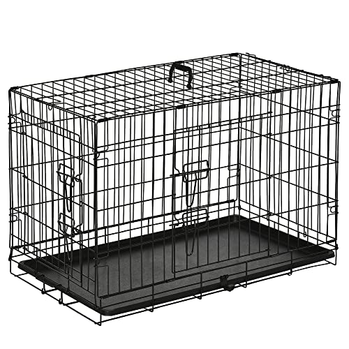 Hommdiy PawHut Hundebox Transportbox für Kleintiere 76x46x52cm, zusammenklappbar, Metall, schwarz, ideal für Reisen & Sicherheit Hommdiy PawHut Hundebox Transportbox für Kleintiere 76x46x52cm, zusammenklappbar, Metall, schwarz, ideal für Reisen & Sicherheit von Hommdiy