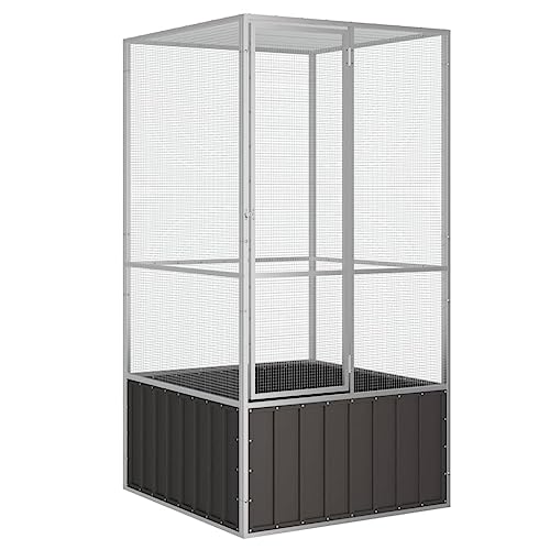 Hommdiy Vogelkäfig Anthrazit 111x107x211,5 cm Verzinkter Stahl von Hommdiy