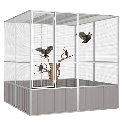 Hommdiy Vogelkäfig Grau 213,5x217,5x211,5 cm Verzinkter Stahl von Hommdiy